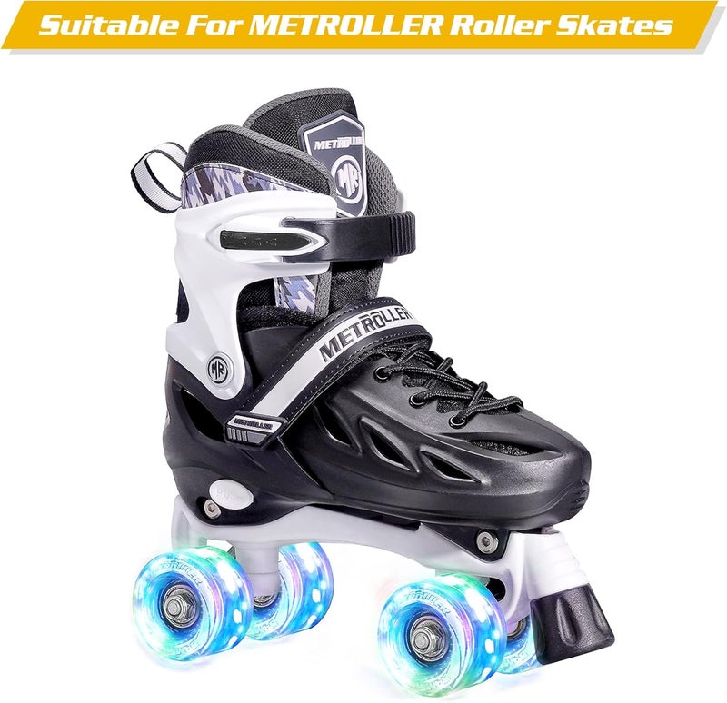 METROLLER 8 Pack 54mm x 32mm Roller Skate Wheels with Bearing ABEC-7 Installed, Indoor Outdoor light up wheels for roller skates Durable Wear-Resistant PU 82A Wheels Roller Skate Accessories without tool - Image 4